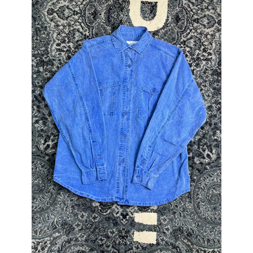 Vintage 90s Womens Calvin Klein Western Denim Button shirt Blu Made in Portugal
